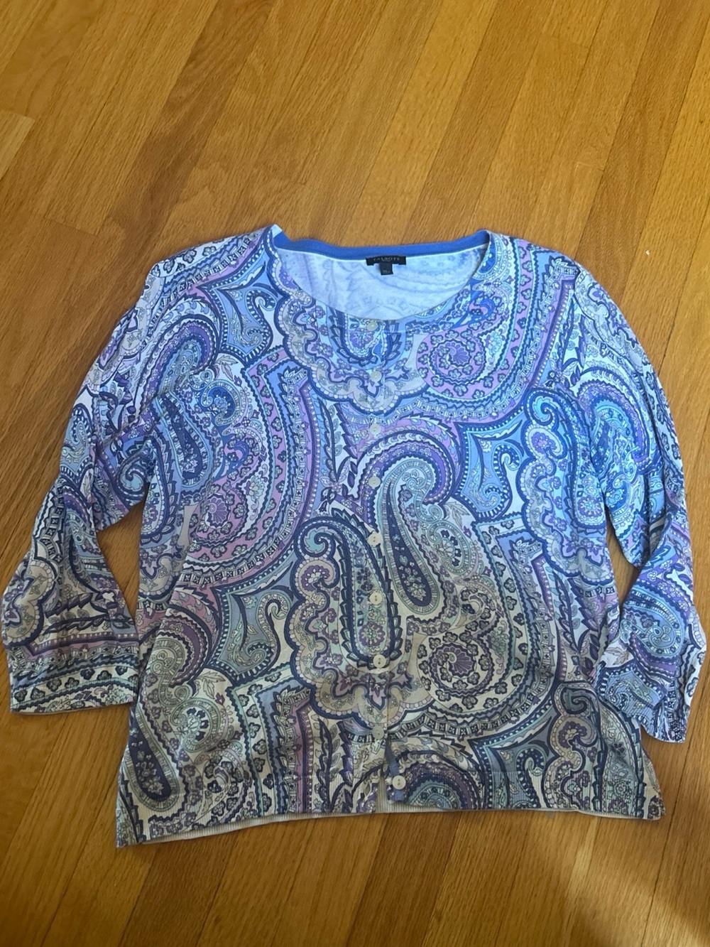 Talbots Lavender and Light Blue Paisley Long Sleeve Tee